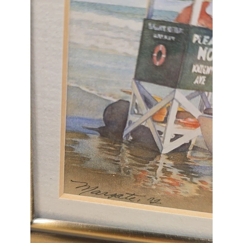 Annabelle Banks Signed Painting Margate, NJ, Knight Ave. Beach Laser Repring